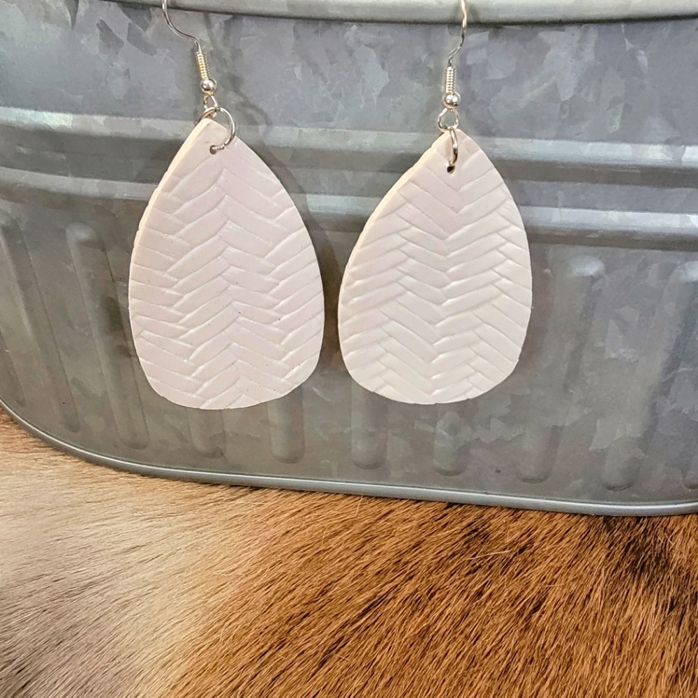 Faux leather teardrop earrings